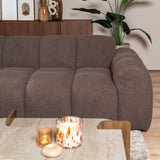 Banken-Ecksofa mit Lounge-Softbraun Bouclé Stoff - Streifen - links - Brix -Dimehouse