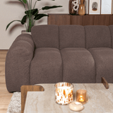 Banken-Ecksofa mit Lounge-Softbraun Bouclé Stoff - Streifen - rechts - Brix -Dimehouse