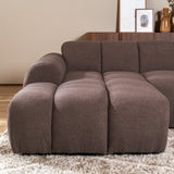 Banken-Ecksofa mit Lounge-Softbraun Bouclé Stoff - Streifen - links - Brix -Dimehouse