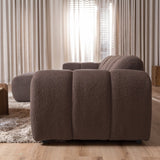Banken-Ecksofa mit Lounge-Softbraun Bouclé Stoff - Streifen - links - Brix -Dimehouse