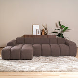 Banken-Ecksofa mit Lounge-Softbraun Bouclé Stoff - Streifen - links - Brix -Dimehouse
