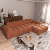 Banken-Ecksofa mit Lounge-Käufer Bouclé Stoff - Streifen - rechts - Brix -Dimehouse