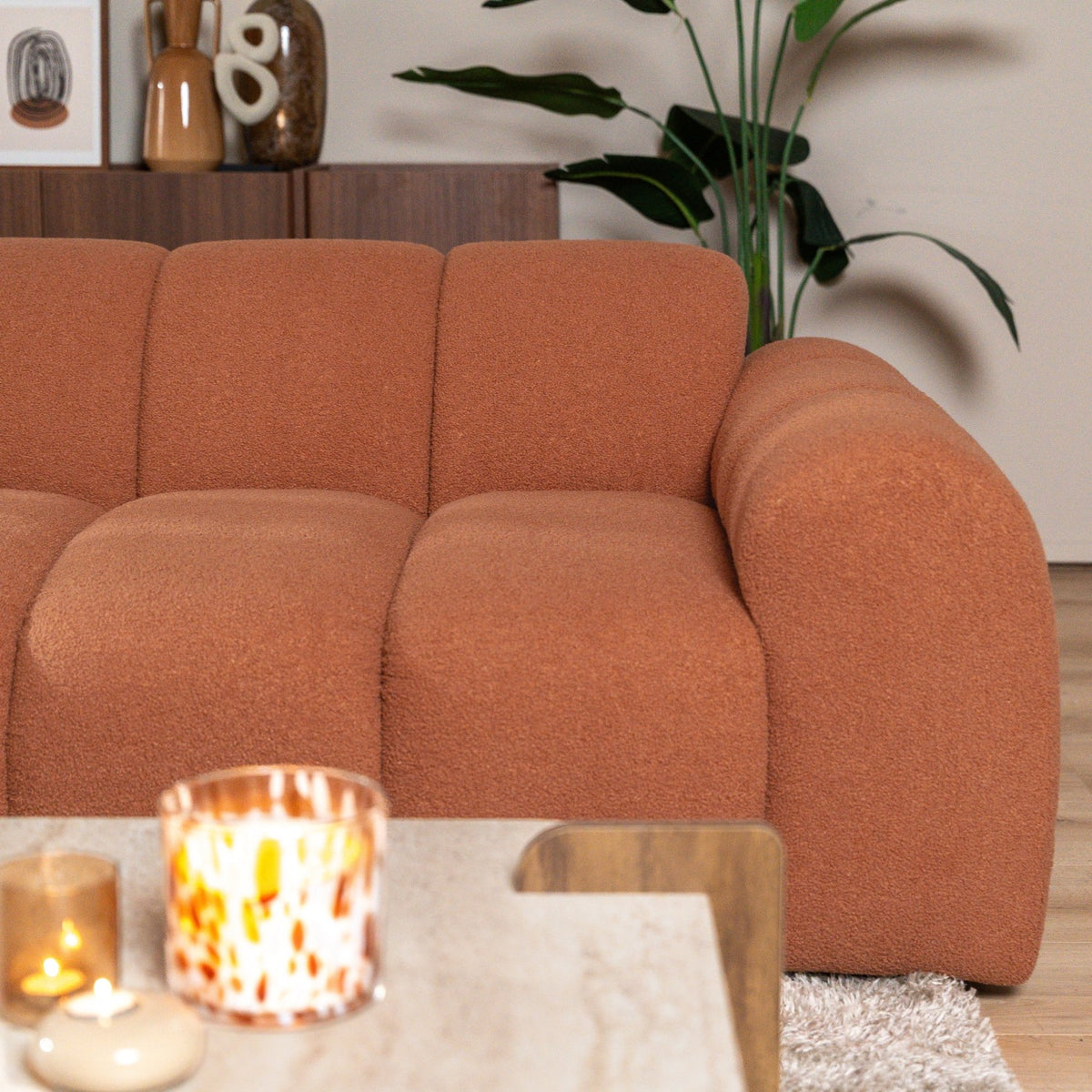 Banken-Ecksofa mit Lounge-Käufer Bouclé Stoff - Streifen - links - Brix -Dimehouse