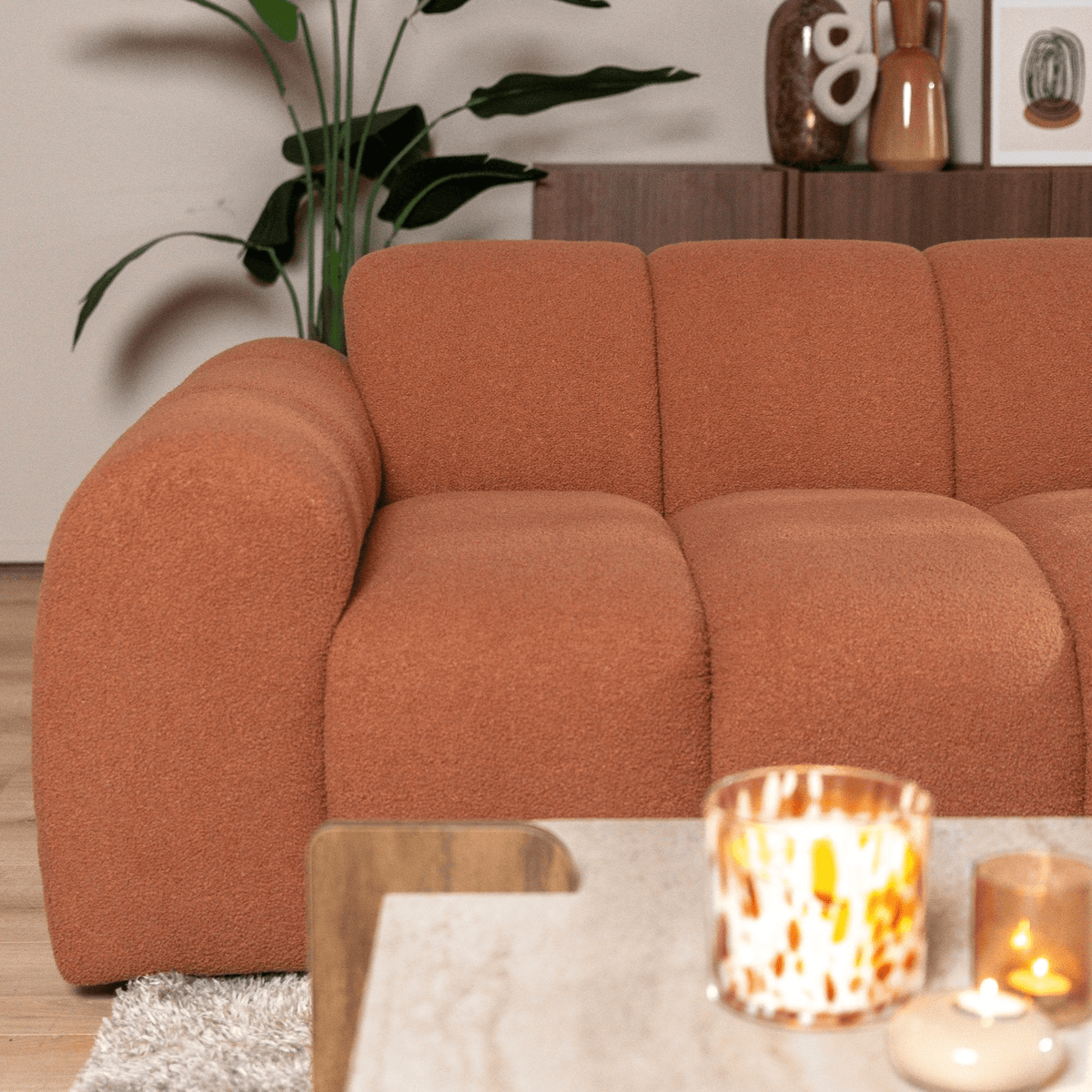 Banken-Ecksofa mit Lounge-Käufer Bouclé Stoff - Streifen - rechts - Brix -Dimehouse