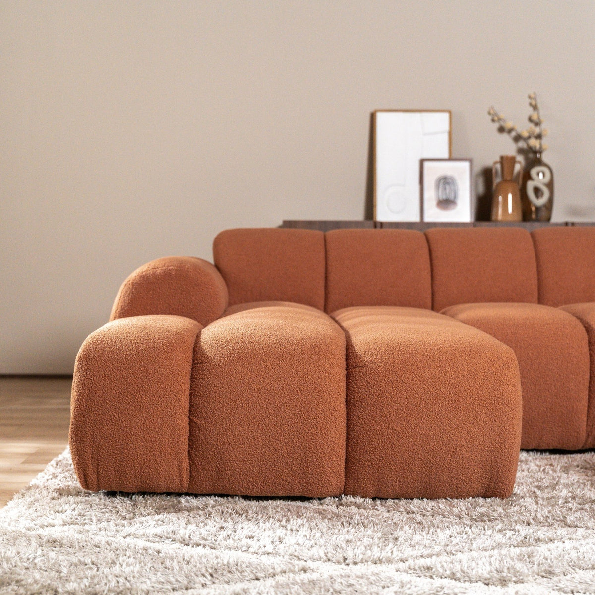 Banken-Ecksofa mit Lounge-Käufer Bouclé Stoff - Streifen - links - Brix -Dimehouse