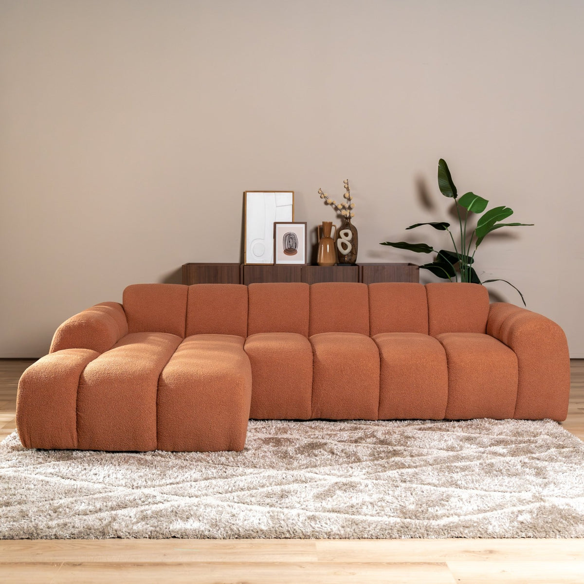 Banken-Ecksofa mit Lounge-Käufer Bouclé Stoff - Streifen - links - Brix -Dimehouse