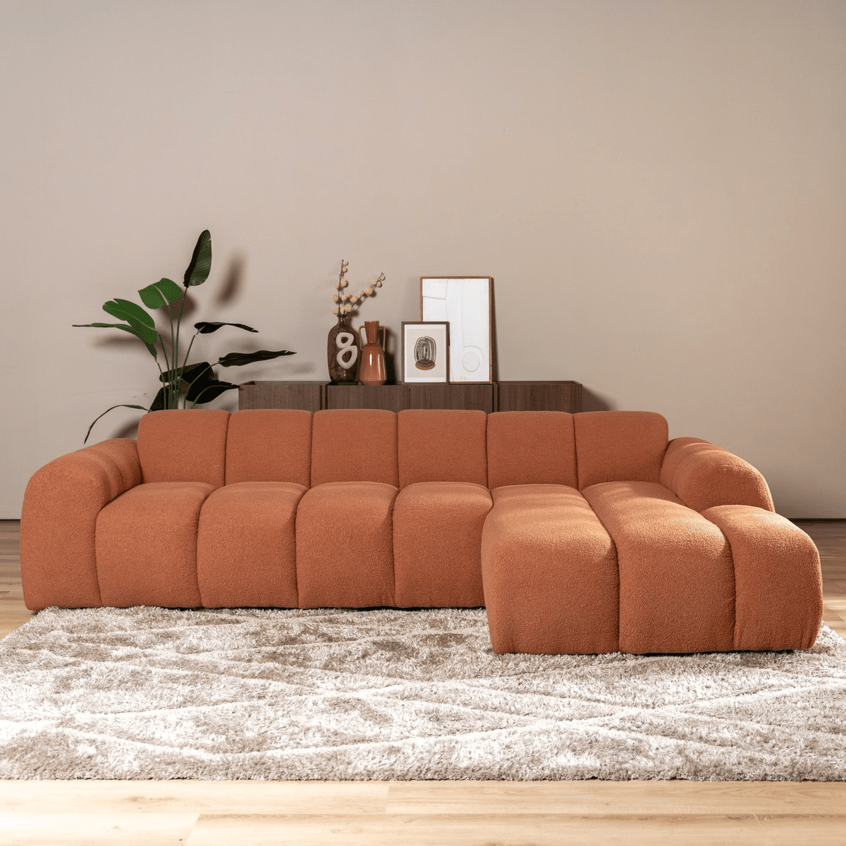 Banken-Ecksofa mit Lounge-Käufer Bouclé Stoff - Streifen - rechts - Brix -Dimehouse