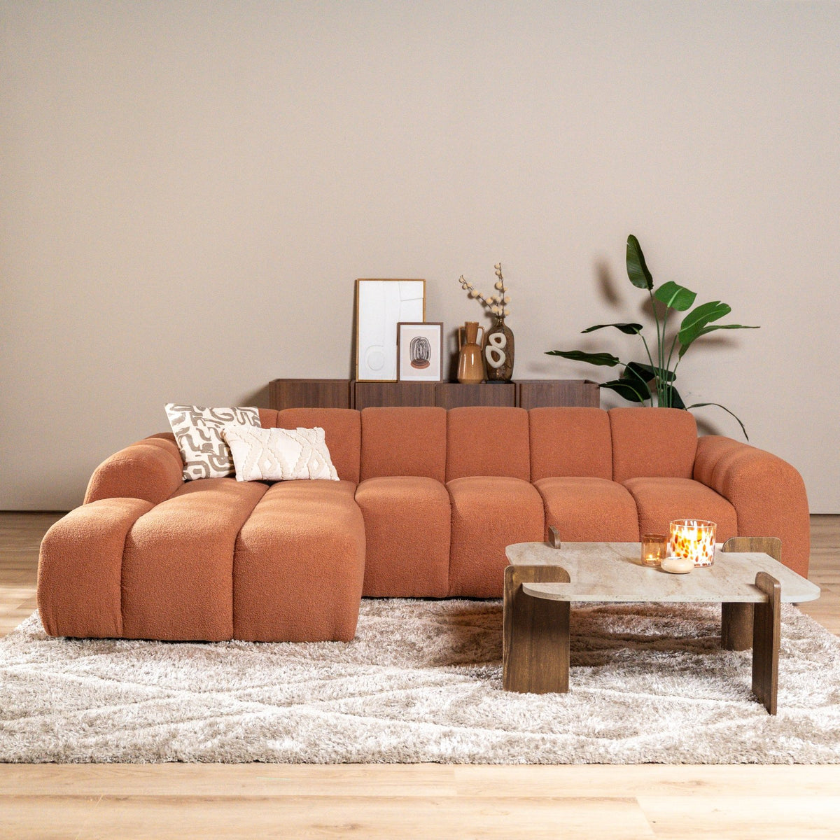 Banken-Ecksofa mit Lounge-Käufer Bouclé Stoff - Streifen - links - Brix -Dimehouse
