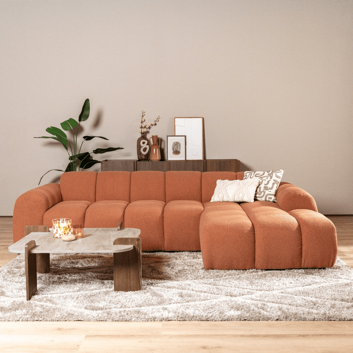 Banken-Ecksofa mit Lounge-Käufer Bouclé Stoff - Streifen - rechts - Brix -Dimehouse