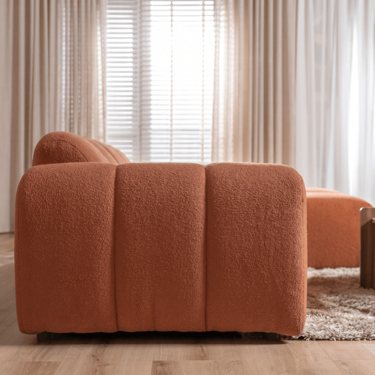 Banken-Ecksofa mit Lounge-Käufer Bouclé Stoff - Streifen - rechts - Brix -Dimehouse