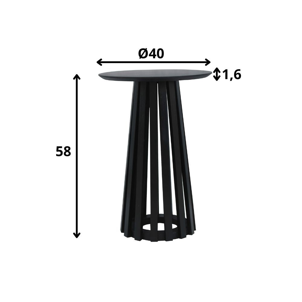 Salontafel Rory Zwart Dimehouse Zwart LxBxH 62x45x45 Acaciahout Witfoto maatindicatie