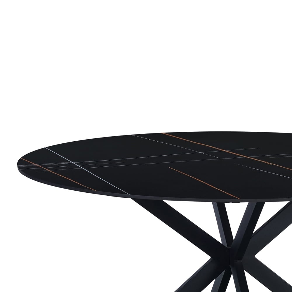 Eettafel Yuna Black Dimehouse Zwart LxBxH 111x111x11 Sintered stone Witfoto detail