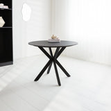 Eettafel Yuna Black Dimehouse Zwart LxBxH 121x121x11 Sintered stone Sfeerfoto schuin vooraanzicht