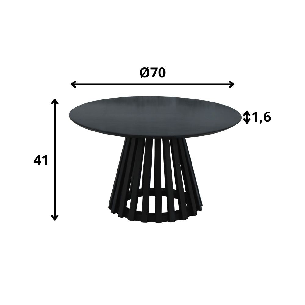 Salontafel Rory Zwart Dimehouse Zwart LxBxH 75x75x45 Acaciahout Witfoto maatindicatie