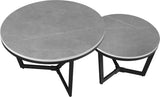 Couchtisch Set von 2 Brady Round Marmerlook Grey