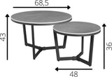 Couchtisch Set von 2 Brady Round Marmerlook Grey