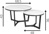 Couchtisch Set von 2 Brady Rond Marmerlook Weiß