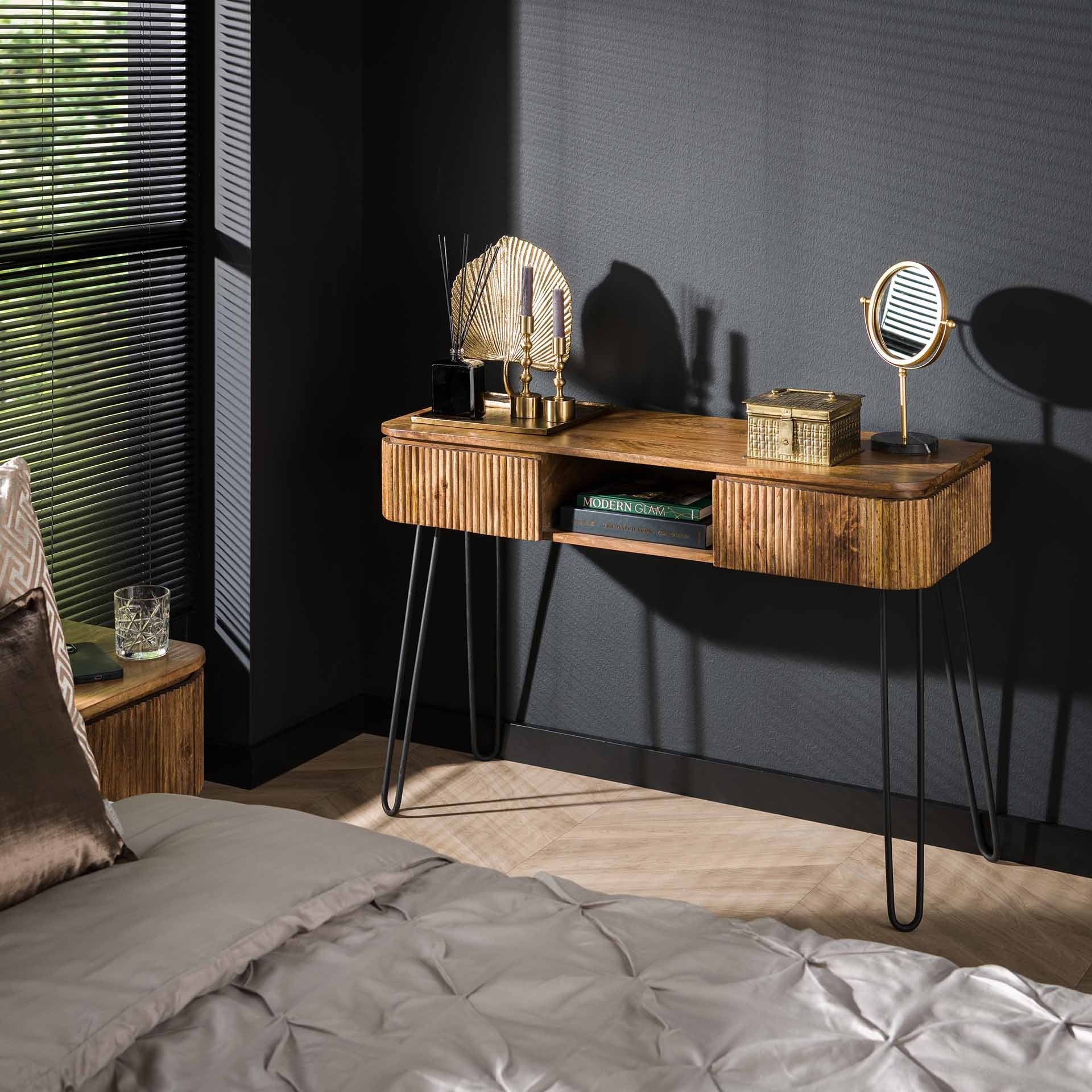 Sidetable Mangoholz 2 Schubladen Maria 110x40x77 cm