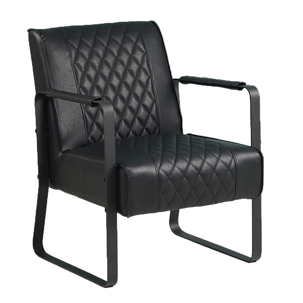 Fauteuil Peter Dimehouse Zwart LxBxH 68x63x45 Kunstleer Witfoto schuin vooraanzicht