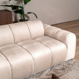 Banken-Ecksofa mit Loungebeige Samt Strukturstoff - Streifen - links - Brix-Dimehouse