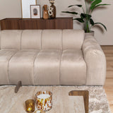 Banken-Ecksofa mit Loungebeige Samt Strukturstoff - Streifen - links - Brix-Dimehouse