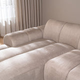 Banken-Ecksofa mit Loungebeige Samt Strukturstoff - Streifen - links - Brix-Dimehouse