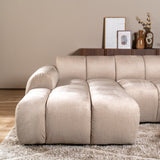 Banken-Ecksofa mit Loungebeige Samt Strukturstoff - Streifen - links - Brix-Dimehouse
