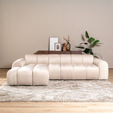 Banken-Ecksofa mit Loungebeige Samt Strukturstoff - Streifen - links - Brix-Dimehouse
