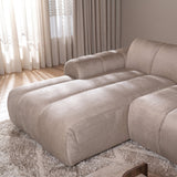 Banken-Ecksofa mit Loungebeige Samt Strukturstoff - Streifen - links - Brix-Dimehouse