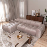 Banken-Ecksofa mit Loungesand Samt Strukturstoff - Streifen - links - Brix-Dimehouse