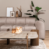 Banken-Ecksofa mit Loungesand Samt Strukturstoff - Streifen - links - Brix-Dimehouse