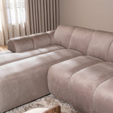 Banken-Ecksofa mit Loungesand Samt Strukturstoff - Streifen - links - Brix-Dimehouse