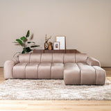Banken-Ecksofa mit Loungesand Samt Strukturstoff - Streifen - rechts - Brix-Dimehouse