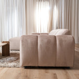Banken-Ecksofa mit Loungesand Samt Strukturstoff - Streifen - links - Brix-Dimehouse