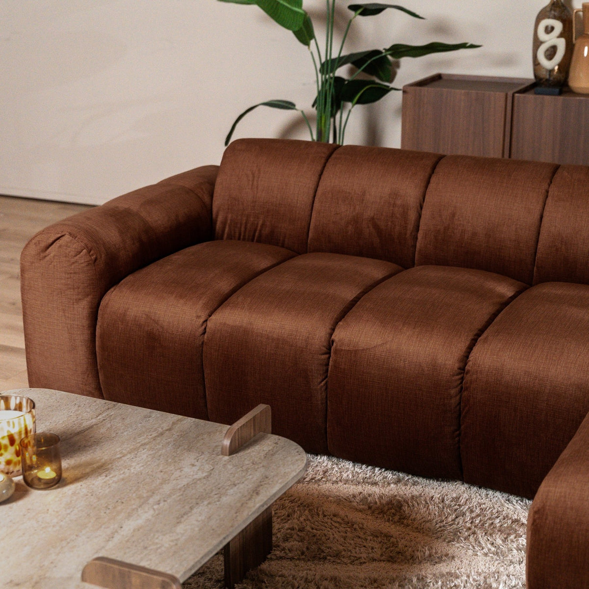 Banken-Ecksofa mit Lounge-Käufer Samt Strukturstoff - Streifen - rechts - Brix-Dimehouse
