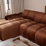 Banken-Ecksofa mit Lounge-Käufer Samt Strukturstoff - Streifen - links - Brix-Dimehouse