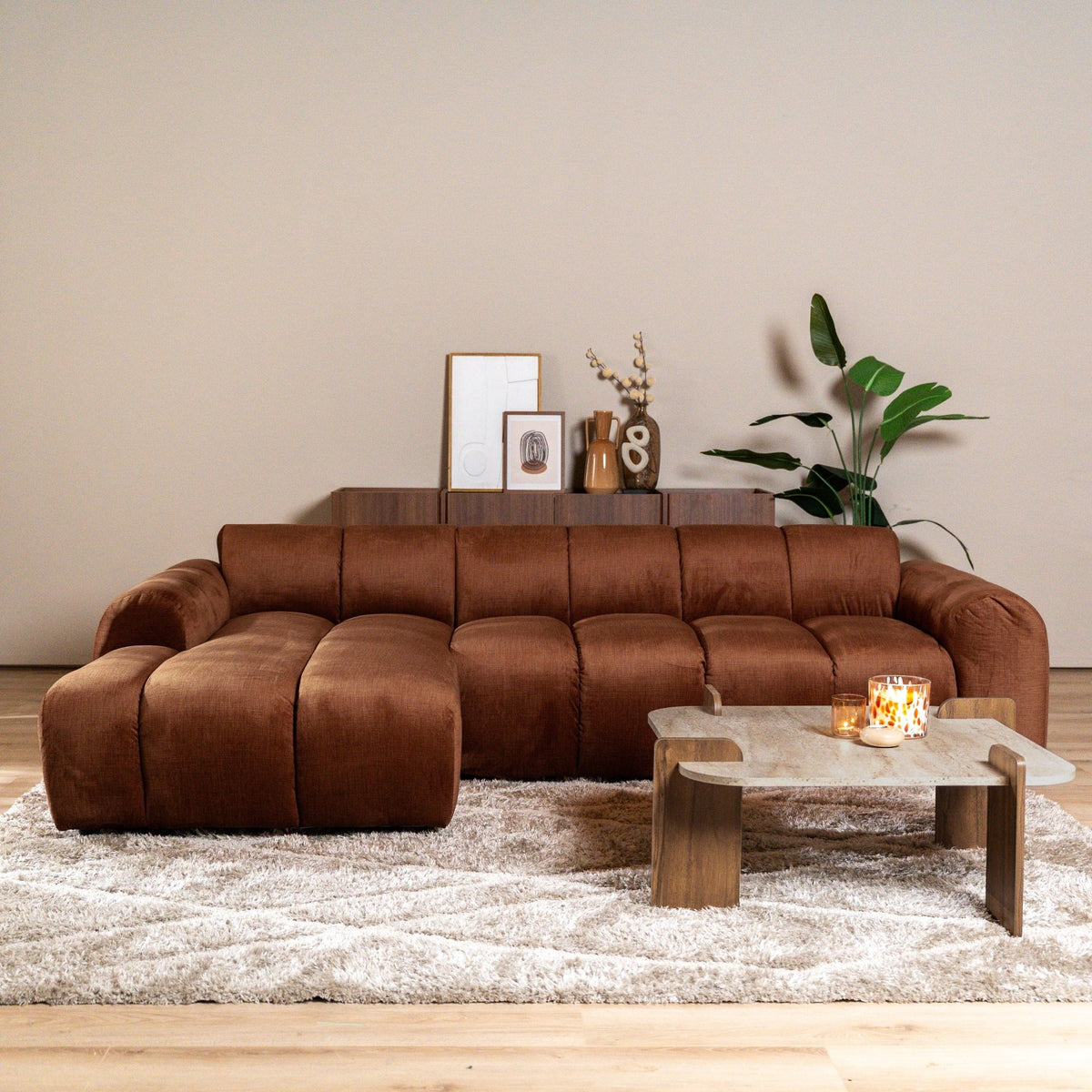 Banken-Ecksofa mit Lounge-Käufer Samt Strukturstoff - Streifen - links - Brix-Dimehouse
