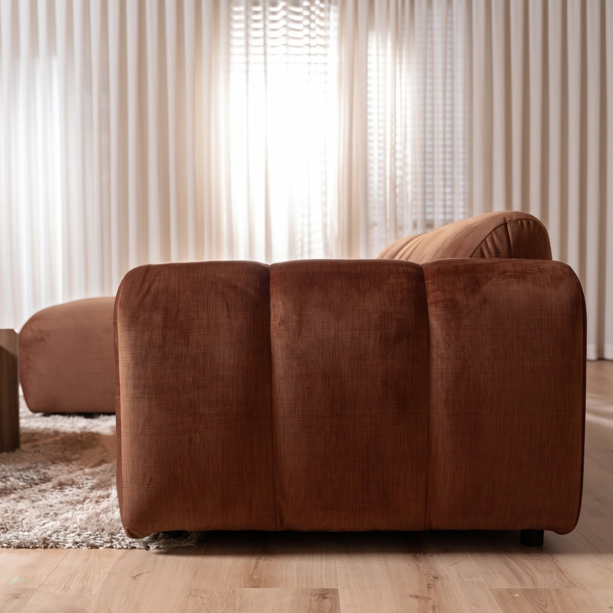 Banken-Ecksofa mit Lounge-Käufer Samt Strukturstoff - Streifen - links - Brix-Dimehouse