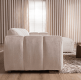 Banken-Ecksofa mit Loungebeige Samt Strukturstoff - Streifen - rechts - Brix-Dimehouse