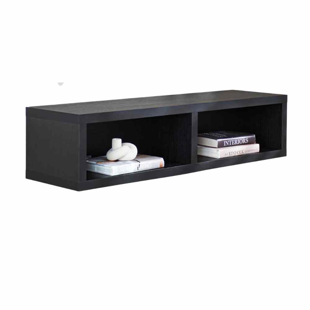 TV Meubel Bernie Zwart Dimehouse Zwart LxBxH 127x37x32 Melamine Witfoto schuin vooraanzicht